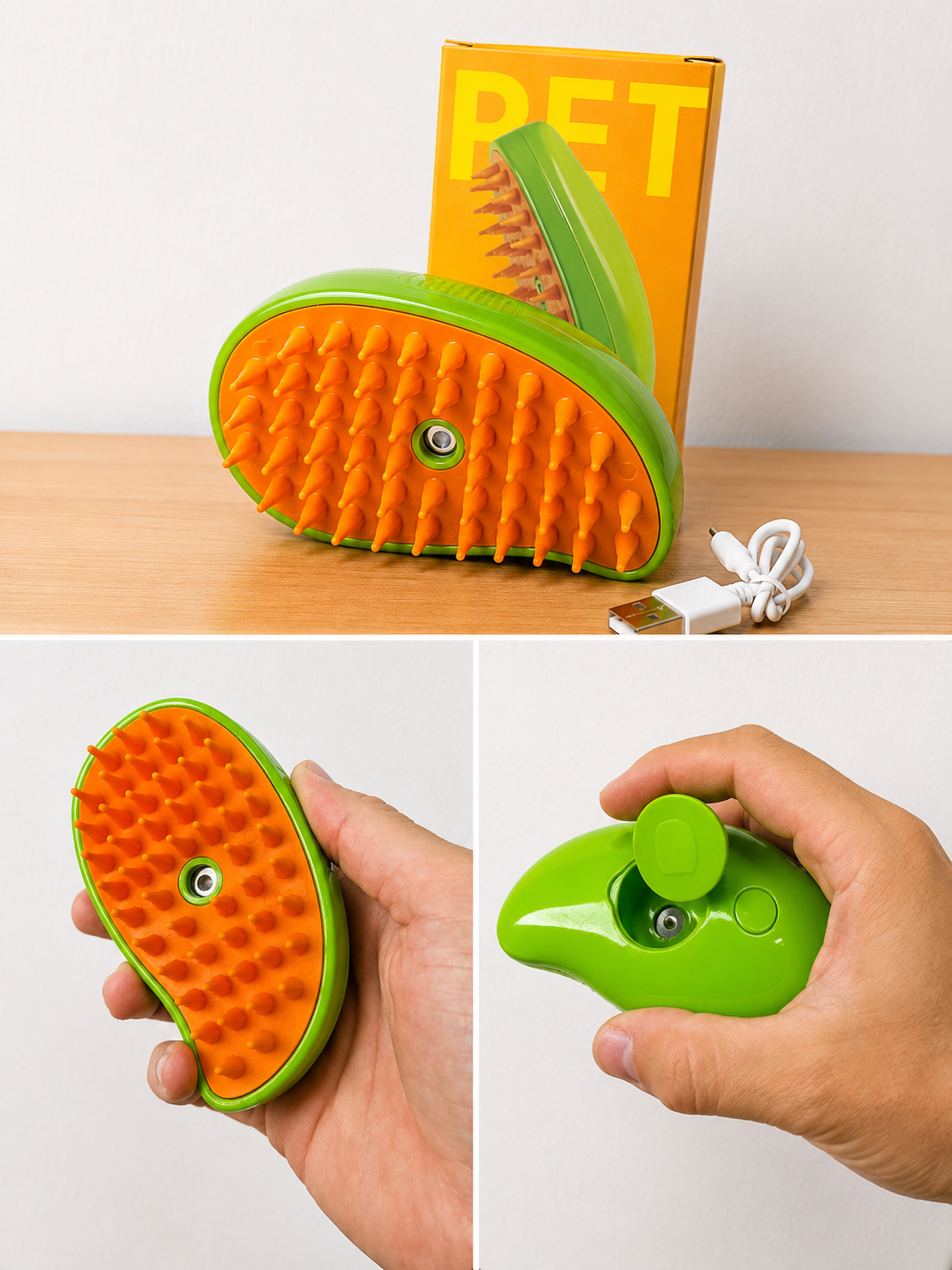 Cepillo a Vapor para Perros 3 en 1 | Recargable USB | 4Patitas