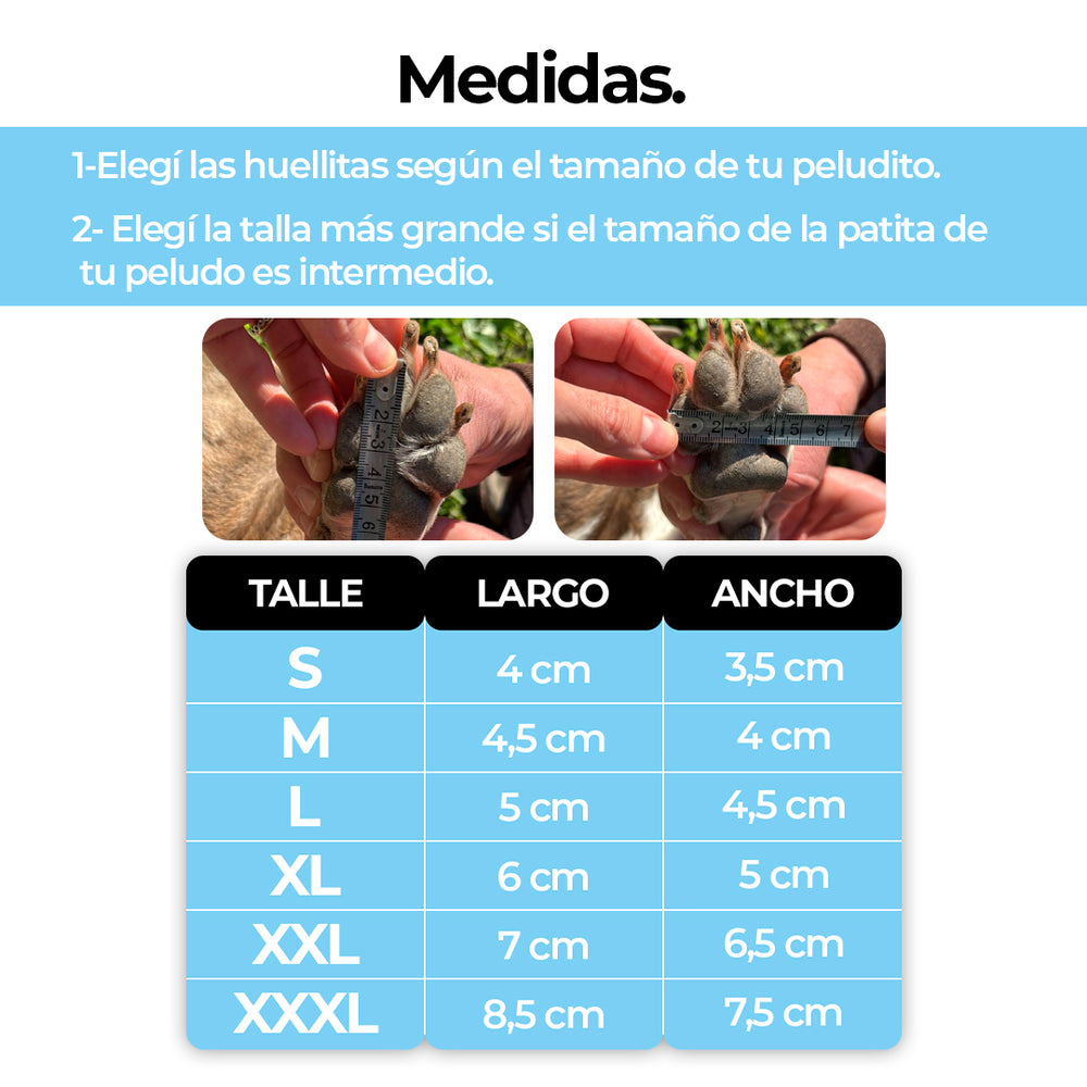 Guía de medidas: cómo medir la patita y tabla de talles de S a XXXL en centímetros